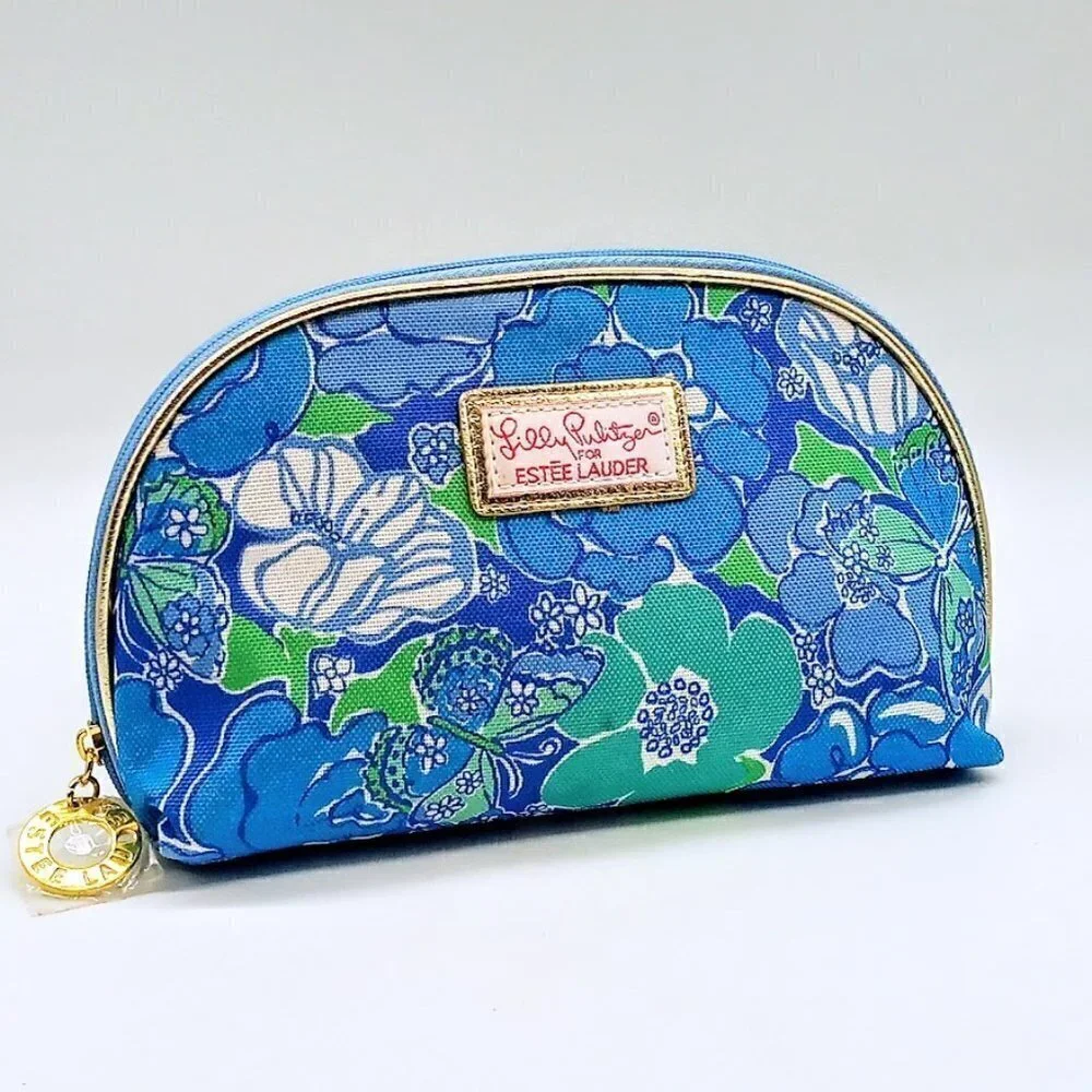 Lilly Pulitzer for Estee Lauder Blue Floral Cosmetic Bag NWOT - Picture 9 of 9